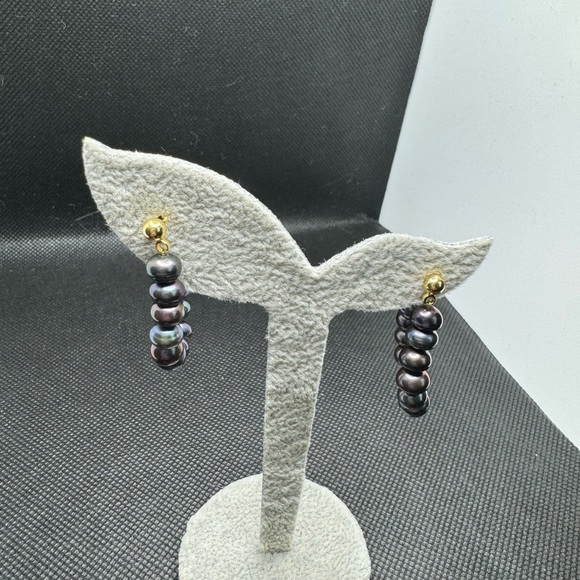 FINAL SALE Authentic Black Freshwater/Akoya  Pearl in micron setting - Picture 2 of 6